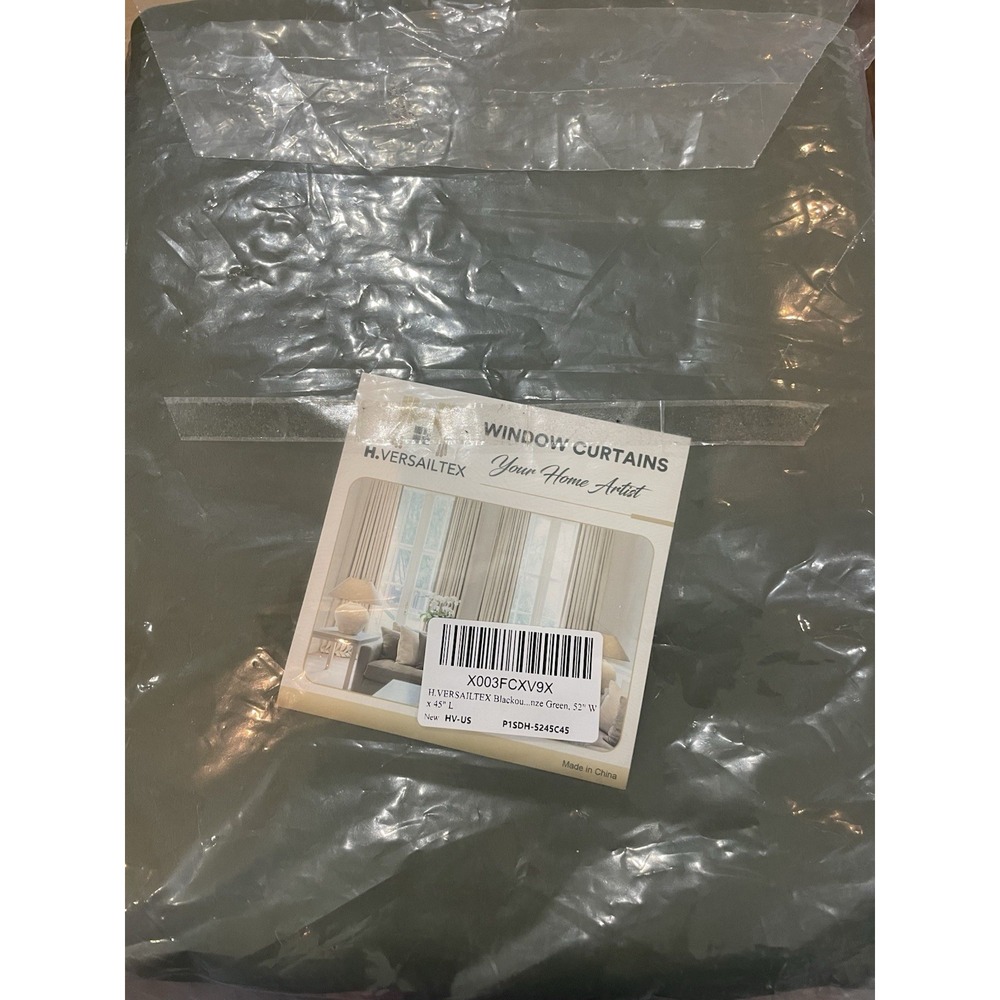 H.VERSAILTEX Olive Green Silver Grommet 100% Blackout 52"W x 45"L Panel Curtain